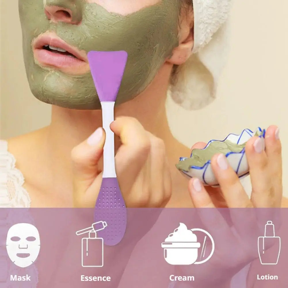 Colorful Double-Headed Silicone Facial Brush Soft Bristles Mud Mask Mixing Applicator Safe Hygiene Skin Care Tool