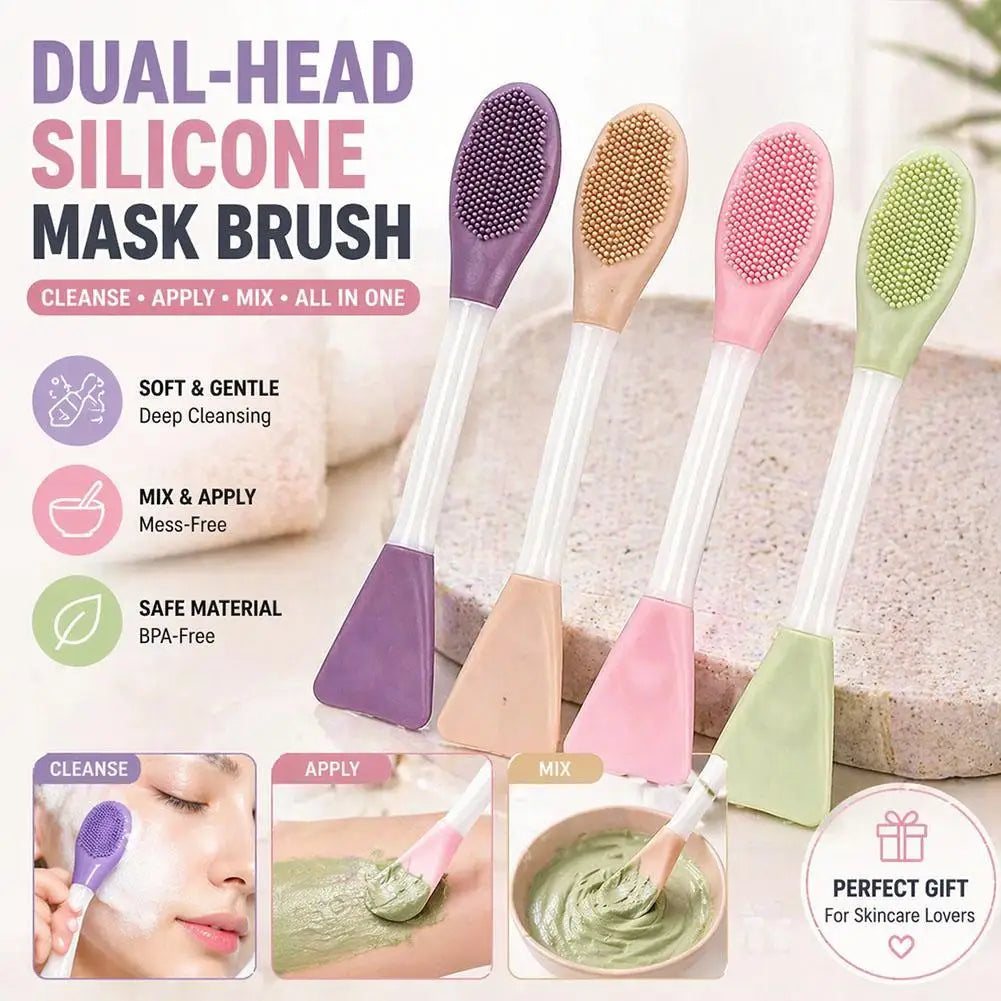 Colorful Double-Headed Silicone Facial Brush Soft Bristles Mud Mask Mixing Applicator Safe Hygiene Skin Care Tool
