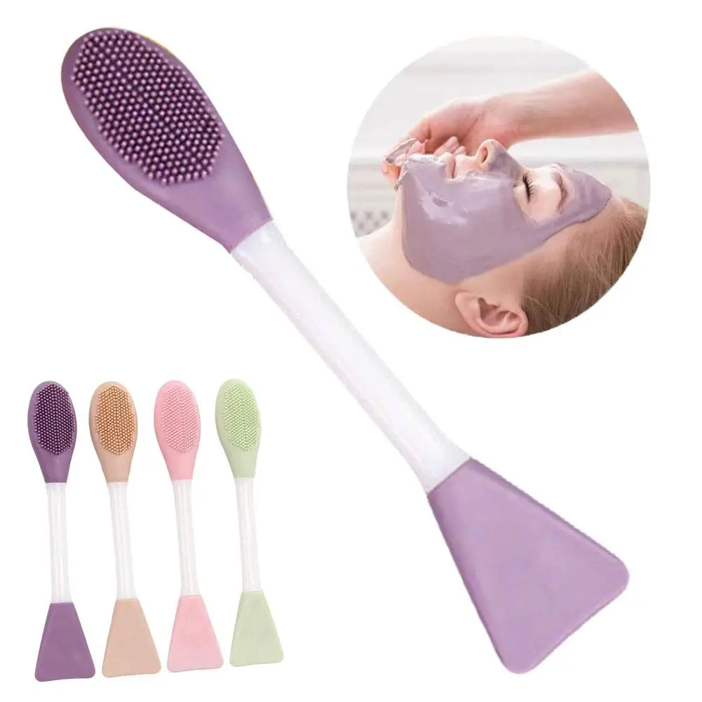 Colorful Double-Headed Silicone Facial Brush Soft Bristles Mud Mask Mixing Applicator Safe Hygiene Skin Care Tool
