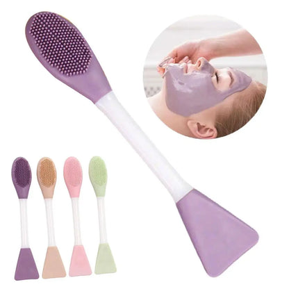 Colorful Double-Headed Silicone Facial Brush Soft Bristles Mud Mask Mixing Applicator Safe Hygiene Skin Care Tool